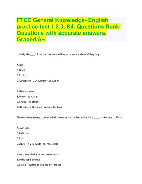 general knowledge ftce practice test